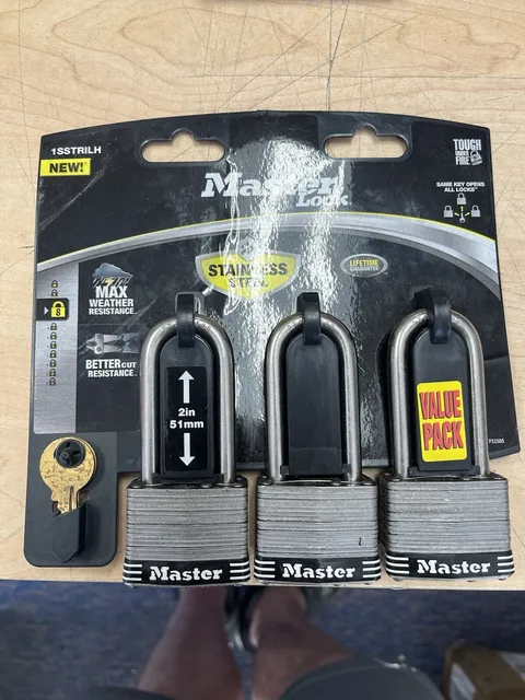 Master Lock 1-3/4" Wide Laminated Stainless Steel Padlock 3-Pack - New