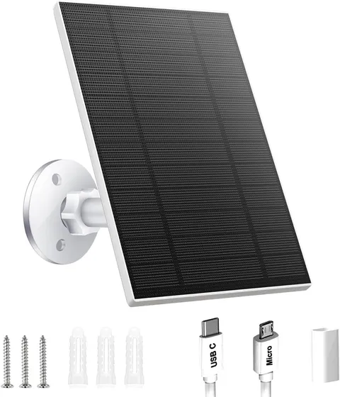 5W Solar Panel for Security Cameras  Waterproof Outdoor Mount