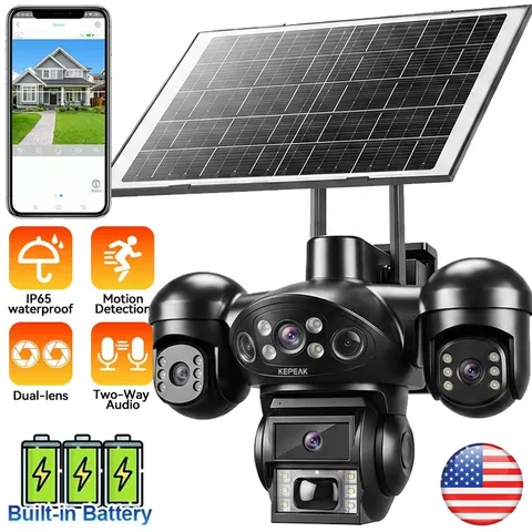 Solar Security Cameras Outdoor WiFi Night Vision 2-Way Audio Surveillance LOT
