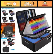 Fireproof File Organizer Bag - 13 Pocket Accordion Folder, Lockable Document Sto
