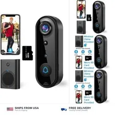 HD Wireless Video Doorbell Camera with Chime, Smart Human Detection, Real-tim...
