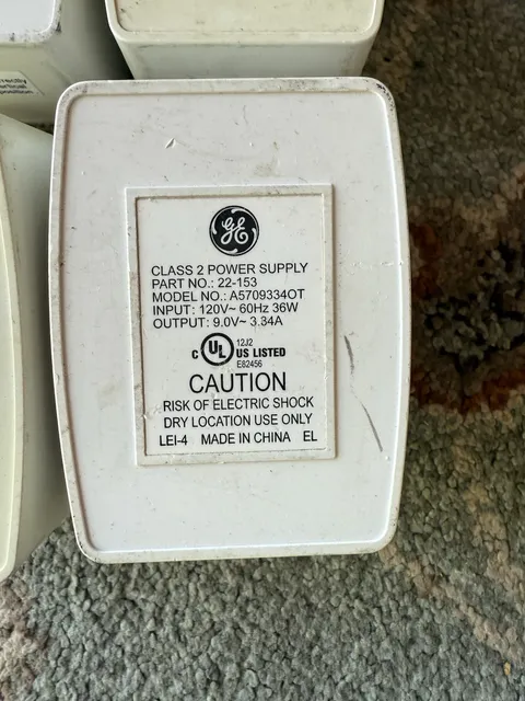 GE Transformer 22-153 Model A57093340T 120V 60Hz 36W For GE Alarm 9.0V- 3.34A