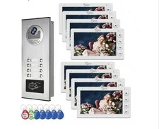 Video Apartment Intercom System,6 Units 7 inch MONITOR, 1 Doorbell+8 Monitor