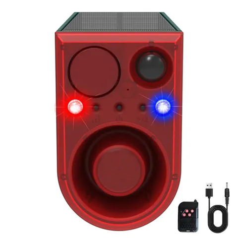 Solar Strobe Light Motion Detector Alarm: Dog Barking and Gunshot Sound, 13 K...