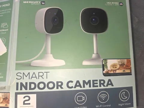 Merkury Smart Indoor Camera 2-Pack 1080p Wi-Fi Night Vision Indoor White/Black