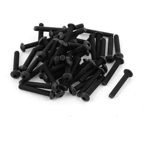 50pcs Black M4 x 25mm Alloy Steel Hexagonal Hex Head Compass Screws Bolts
