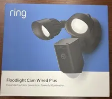 Ring Floodlight Cam Wired Plus 1080p Outdoor WiFi Camera with Night Vision Black