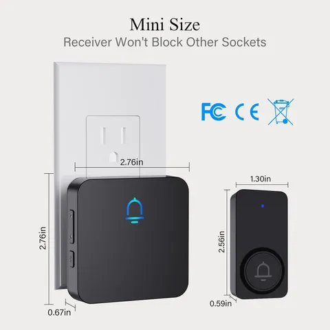 Fansitc Wireless Doorbells for Home with 2 - In Receivers, Waterproof Door Chime