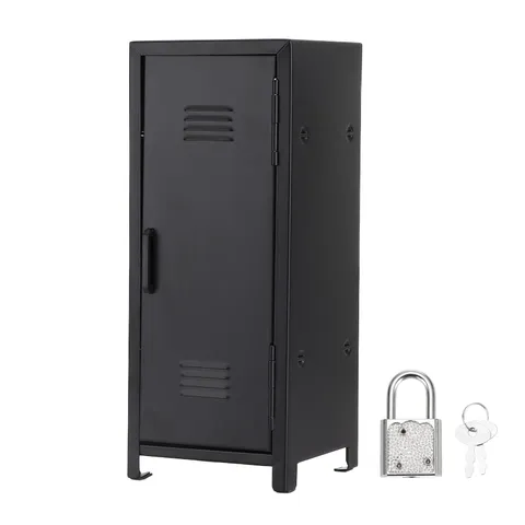 Mini Locker 4.3 x 10.8 Inch, Small Locker with Lock Keys, Black