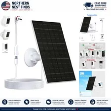 Weatherproof 7W Solar Charger for Ring Cameras - 8.8ft Cable, Easy Install