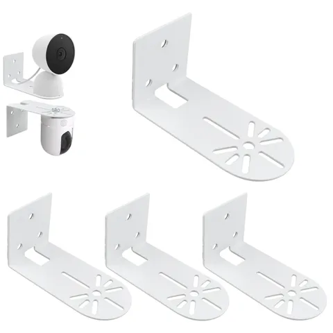 4 PCS White Adhesive Metal Camera Mount Bracket Adjustable Security Holder Kit