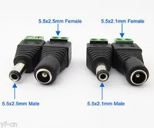 10x 5.5x2.1mm/2.5mm 2.1mm 2.5mm CCTV DC Power Male Female free solder Connectors