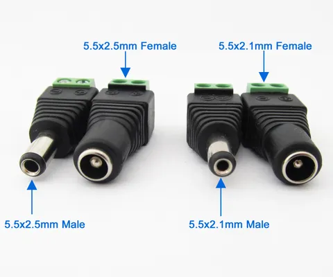 10x 5.5x2.1mm/2.5mm 2.1mm 2.5mm CCTV DC Power Male Female free solder Connectors