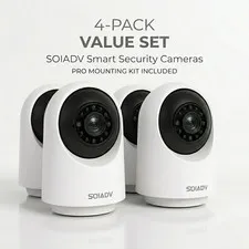 SOIADV WiFi Security Camera Indoor 360° AI Movement Detection Cloud/SD 4PACK
