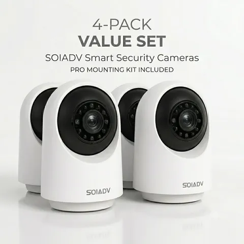 SOIADV WiFi Security Camera Indoor 360° AI Movement Detection Cloud/SD 4PACK