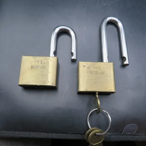 2-American Locks L-50 SERIES Padlock 3 3/4" & 2 3/4" CHROME SHACKLE 3 Keys Alike