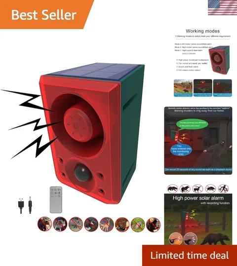 Enhanced Solar Motion Sensor Noise Maker | Adjustable Volume Outdoor Security
