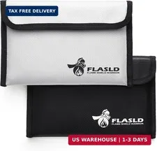 FLASLD Fireproof Money Bags, Fireproof Wallet Pouch, Small Safe Bag for Cash, Va