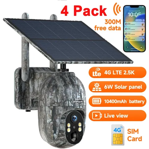 4* 1080P 4G LTE Wildlife Trail Camera Solar PTZ Cellular Security Night Vision