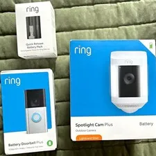 RING BUNDLE: Battery Doorbell Plus,Spotlight Plus Outdoor Camera,& Extra Battery
