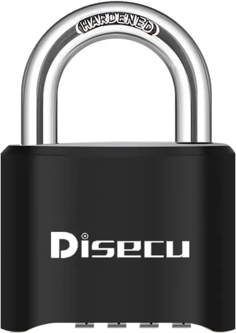 1 Pack Disecu Heavy Duty 4 Digit Combination Lock, Outdoor Waterproof Padlock fo