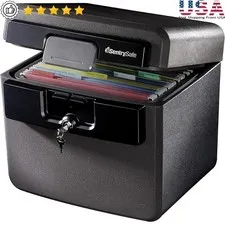Fireproof Waterproof Safe Documents Valuables Keylock Storage Fire Resistant Box