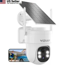 VIZIUUY Solar Security Cameras Wireless Outdoor, 3MP 3mp-1pk, White - Cam