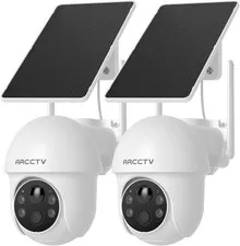 ARCCTV Solar Security Cameras Wireless Outdoor, 2 Pack | 2.4G/5G Dual Band WiFi