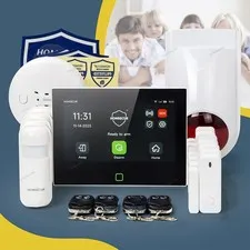 HOMSECUR Wireless WIFI 4G 2G SMS Autodial Burglar 7" Alarm System Touch Screen
