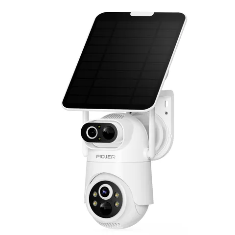 PIOJER Solar Security Camera Wireless Outdoor Dual-Lens 2K(2MP 1-Cam