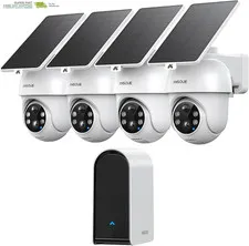 4 Camera Kit, No Subscription Fees, Solar Powered, Local Storage, 365-Day Batter