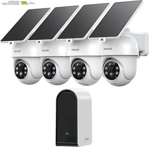 4 Camera Kit, No Subscription Fees, Solar Powered, Local Storage, 365-Day Batter
