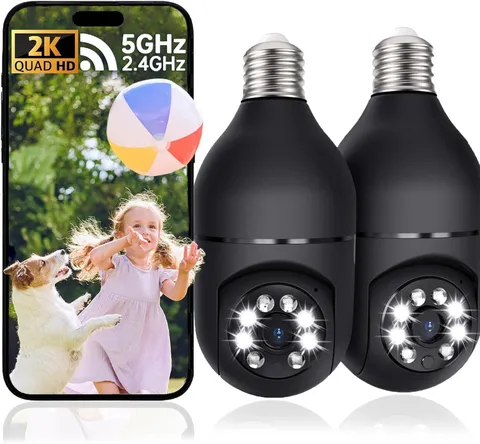2K Light Bulb Camera Outdoor, 2.4 5GHz Wi-Fi 6 Security Cameras Wireless