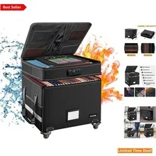 Waterproof Fireproof File Storage Box with Wheels - Secure & Portable Organizer