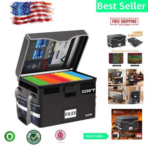 Water-Resistant Fireproof File Organizer with Lock – Ideal for Legal Documents