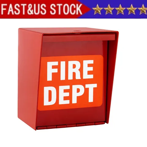 Safety Fire Department Box With Lock Hole Red Heavy Duty Steel ‎Wall Mount Quick