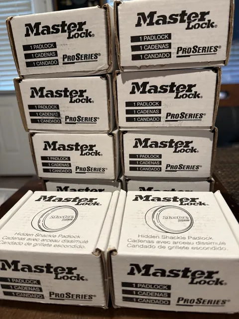 10 Master Lock ProSeries Hidden Shackle Keyed Padlock Silver All Keyed Alike