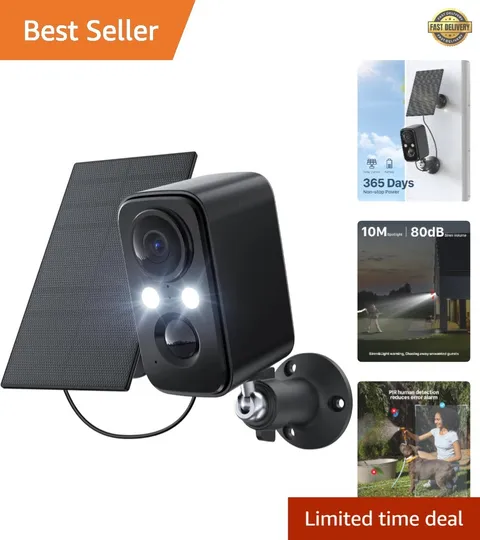 Battery Powered Outdoor Security Camera with Infrared Night Vision & App Control