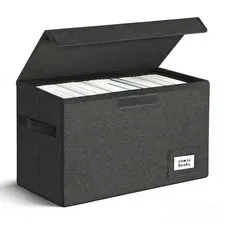 Comic Book Storage Box Black 15.5" X 7.5" X 11.3" Organizer Bin Holder