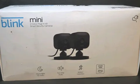 Blink Mini Indoor 2pk 1080p Plug-In HD Wi-Fi Home Security Cameras Black New