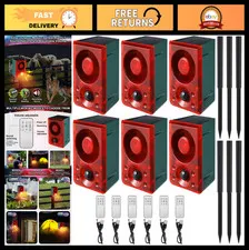 6 Pcs Solar Motion Sensor Alarm - Dog Barking, Gunshot Sound, 129 dB, USB Rechar