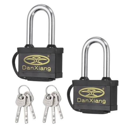 2Pcs Waterproof Padlocks, 4.5 x 2.6 x 1.1Inch Alloy Steel Outdoor Locks, Black