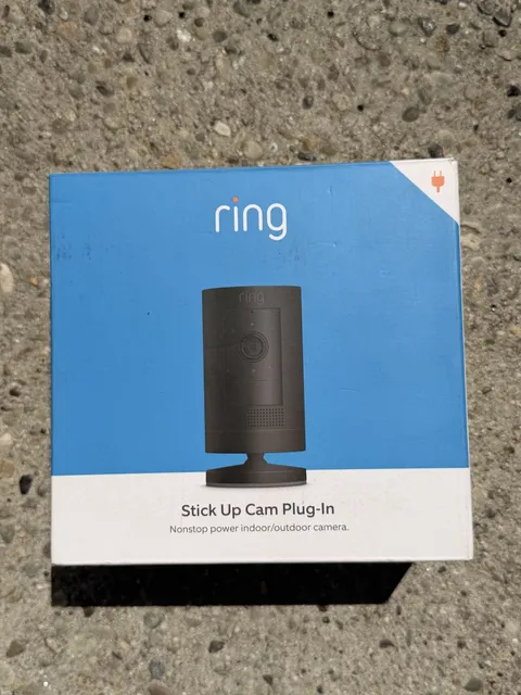 Ring Stick Up Cam Plug-in Wired Indoor/Outdoor Camera Black