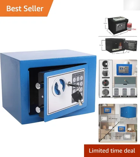 Elegant Blue Small Steel Safe with Durable Finish & Easy Programming Keypad
