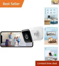 Compact Indoor Security Camera: 2K Video, Night Vision & Easy Setup - White Cube
