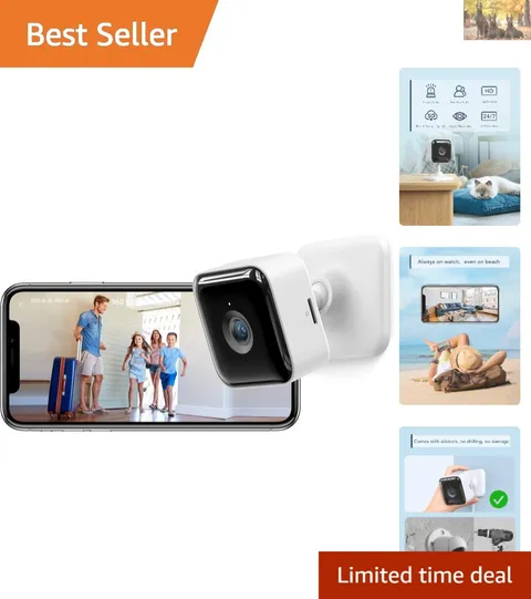 Compact Indoor Security Camera: 2K Video, Night Vision & Easy Setup - White Cube