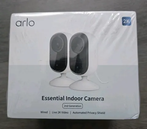 NEW IN BOX ARLO ESSENTIAL INDOOR CAMERA SET OF 2 WIRED 2K 2ND GEN SECURITY 