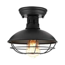 Farmhouse Flush Mount Ceiling Light - Easric Industrial 1 Pack, Black-1 pack
