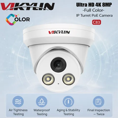 Vikylin 4K 8MP PoE IP Full Color Night Vision Camera Outdoor/Indoor NDAA Wired