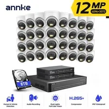 ANNKE 32CH NVR 12MP Audio POE Security Camera System Color Night Vision Mic AI